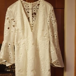 White eyelet highlow lined dress